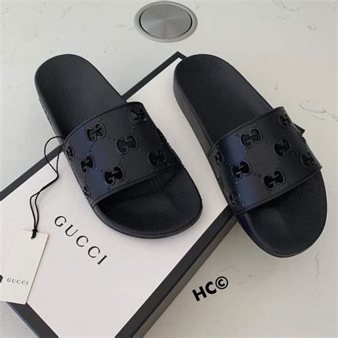 gucci ebony slides|Gucci slides black worn.